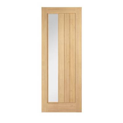 Oak Belize Clear Glazed Offset Internal Door Wooden Timber -...